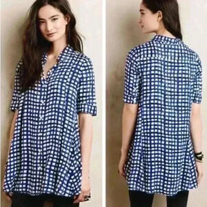 Like new Anthropologie 11.1 Tylho Adanne Checkered Plaid Button Down Shirt Tunic